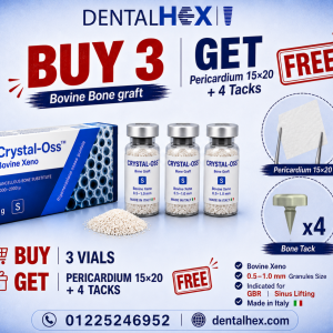 Crystal-Oss Bone Graft Offer | Buy 3 Vials & Get FREE Pericardium Membrane & Bone Tacks