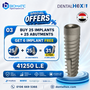 Buy 25 Biomate Implants + 25 Abutments – Get 6 Free